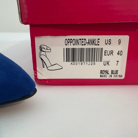 Dream Pairs NIB NWT Oppointed Ankle Cobalt Blue Suede Ankle Strap Heels Sz 9 - Picture 12 of 12